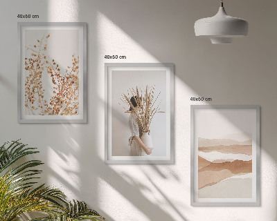 Lot de 3 tableaux pour salon Motifs floraux bohèmes rustiques