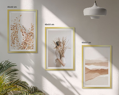 Lot de 3 tableaux pour salon Motifs floraux bohèmes rustiques