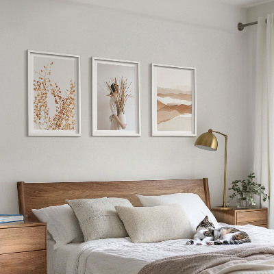 Lot de 3 tableaux pour salon Motifs floraux bohèmes rustiques