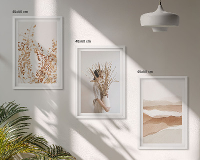 Lot de 3 tableaux pour salon Motifs floraux bohèmes rustiques