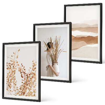 Lot de 3 tableaux pour salon Motifs floraux bohèmes rustiques