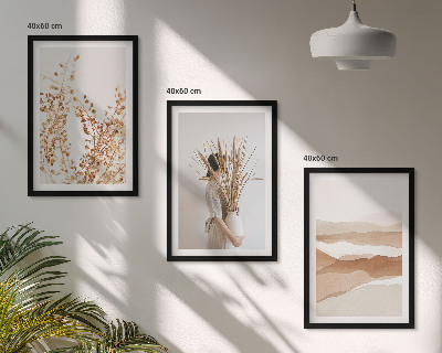 Lot de 3 tableaux pour salon Motifs floraux bohèmes rustiques