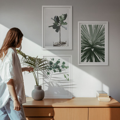 Lot de 3 tableaux pour salon Minimalisme des plantes vertes