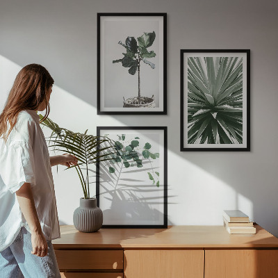 Lot de 3 tableaux pour salon Minimalisme des plantes vertes