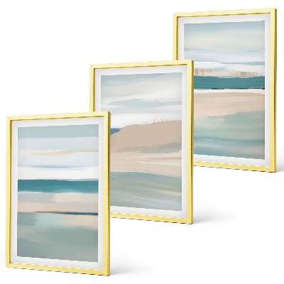 Lot de 3 tableaux pour salon Paysages bleus abstraits