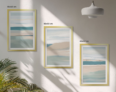 Lot de 3 tableaux pour salon Paysages bleus abstraits