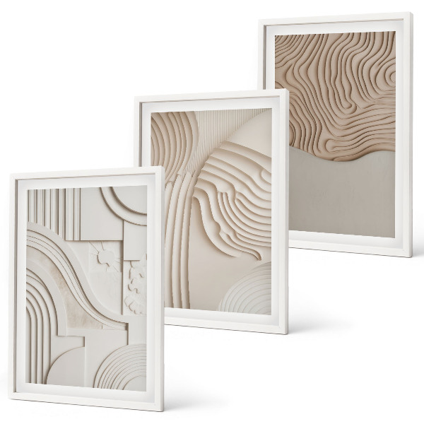 Cadre photo mural Motifs abstraits beige blanc