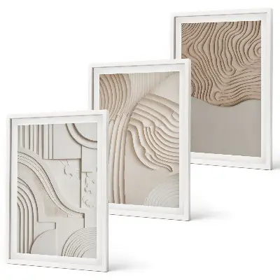 Cadre photo mural avec motifs abstraits beige et blanc