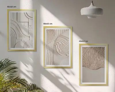 Cadre photo mural avec motifs abstraits beige et blanc