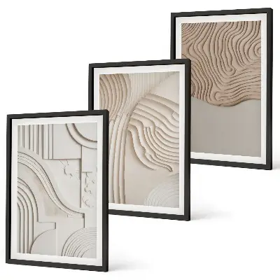 Cadre photo mural avec motifs abstraits beige et blanc