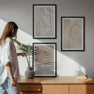 Cadre photo mural Motifs abstraits beige blanc