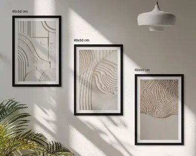 Cadre photo mural avec motifs abstraits beige et blanc