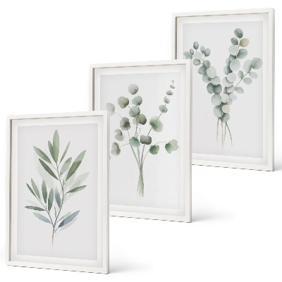 Lot de 3 tableaux pour salon Motifs végétaux avec de la verdure