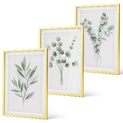 Lot de 3 tableaux pour salon Motifs végétaux avec de la verdure