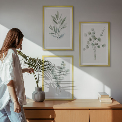 Lot de 3 tableaux pour salon Motifs végétaux avec de la verdure