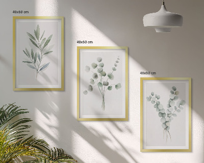 Lot de 3 tableaux pour salon Motifs végétaux avec de la verdure
