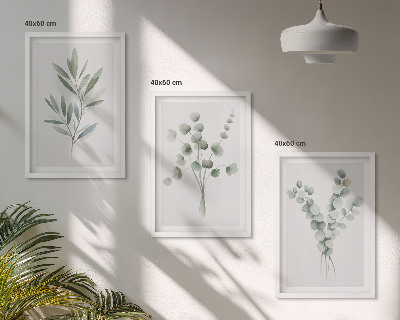 Lot de 3 tableaux pour salon Motifs végétaux avec de la verdure