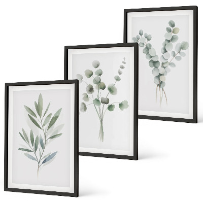 Lot de 3 tableaux pour salon Motifs végétaux avec de la verdure