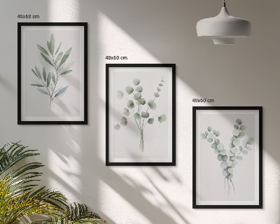 Lot de 3 tableaux pour salon Motifs végétaux avec de la verdure
