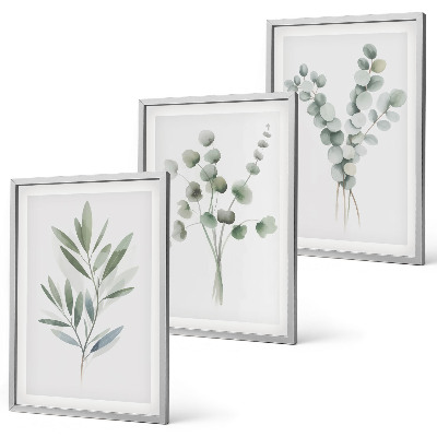 Lot de 3 tableaux pour salon Motifs végétaux avec de la verdure