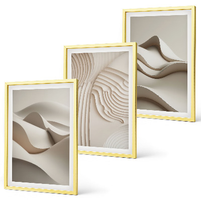 Lot de 3 tableaux pour salon Vagues beiges abstraites