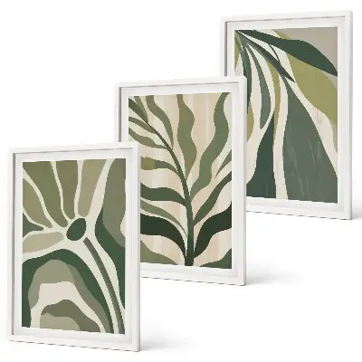 Cadre photo mural avec illustrations de feuilles vertes peintes