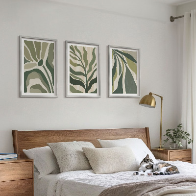 Cadre photo mural Illustrations de feuilles vertes peintes