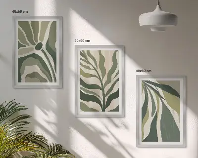 Cadre photo mural avec illustrations de feuilles vertes peintes