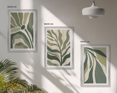 Cadre photo mural Illustrations de feuilles vertes peintes