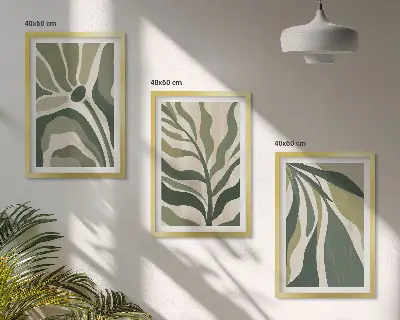 Cadre photo mural avec illustrations de feuilles vertes peintes