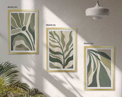 Cadre photo mural Illustrations de feuilles vertes peintes