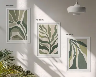 Cadre photo mural avec illustrations de feuilles vertes peintes