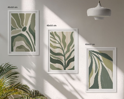 Cadre photo mural Illustrations de feuilles vertes peintes