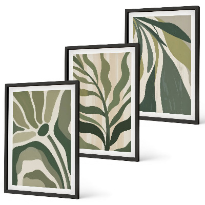 Cadre photo mural Illustrations de feuilles vertes peintes
