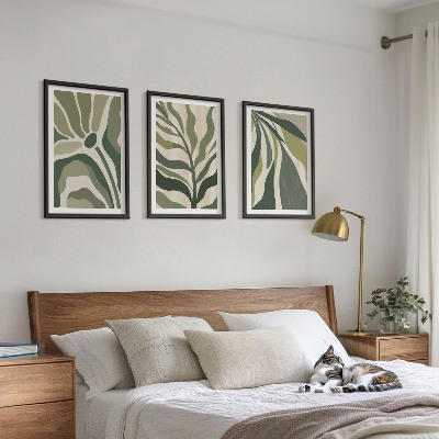 Cadre photo mural Illustrations de feuilles vertes peintes