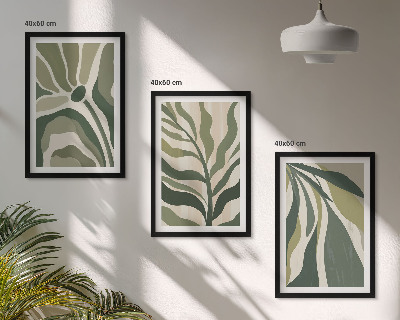 Cadre photo mural Illustrations de feuilles vertes peintes