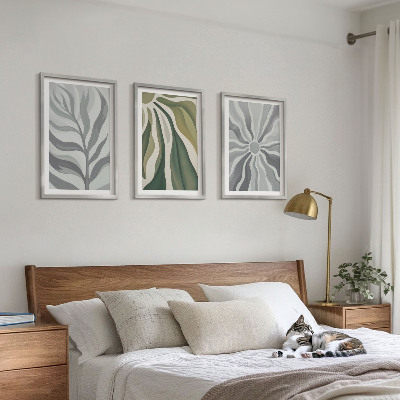 Lot de 3 tableaux pour salon Motifs végétaux en vert