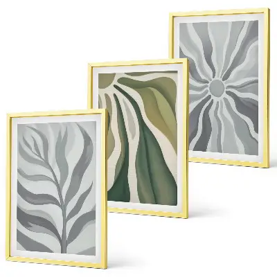 Lot de 3 tableaux pour salon à motifs végétaux verts