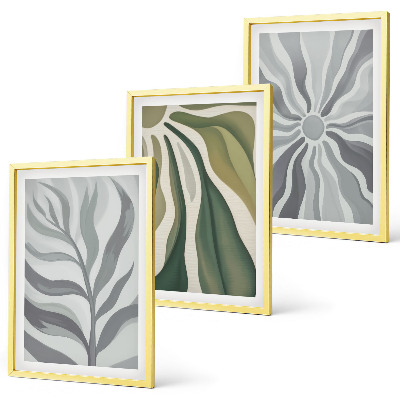Lot de 3 tableaux pour salon Motifs végétaux en vert
