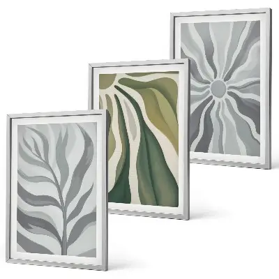 Lot de 3 tableaux pour salon à motifs végétaux verts