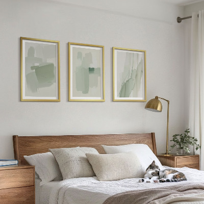 Lot de 3 tableaux pour salon Motifs abstraits à l'aquarelle