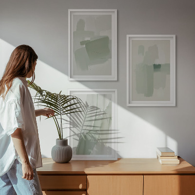 Lot de 3 tableaux pour salon Motifs abstraits à l'aquarelle