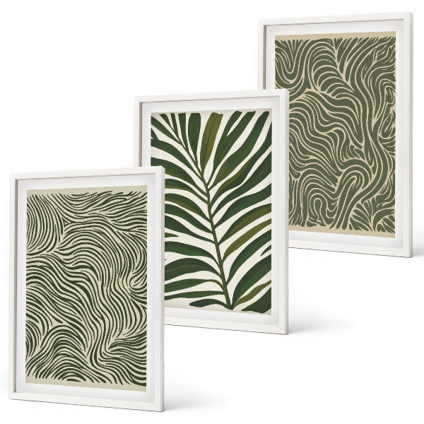 Cadre photo mural Motifs de feuilles aux formes ondulées