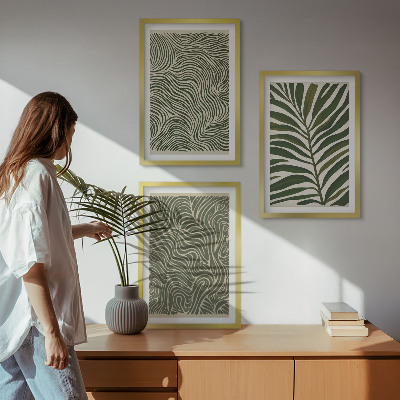 Cadre photo mural Motifs de feuilles aux formes ondulées