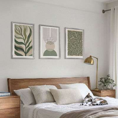 Lot de 3 tableaux pour salon Formes géométriques de feuilles