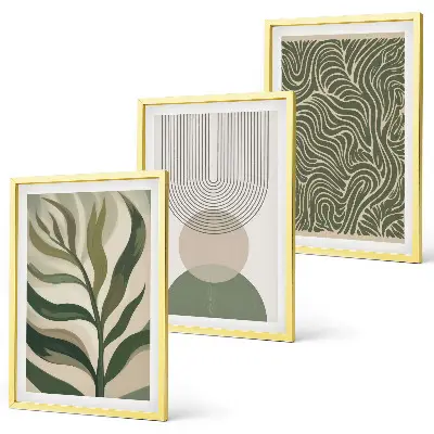 Lot de 3 tableaux pour salon motifs de formes géométriques de feuilles
