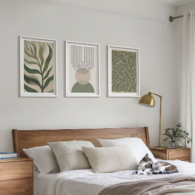 Lot de 3 tableaux pour salon Formes géométriques de feuilles
