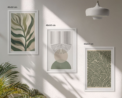 Lot de 3 tableaux pour salon Formes géométriques de feuilles