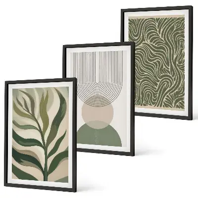 Lot de 3 tableaux pour salon motifs de formes géométriques de feuilles