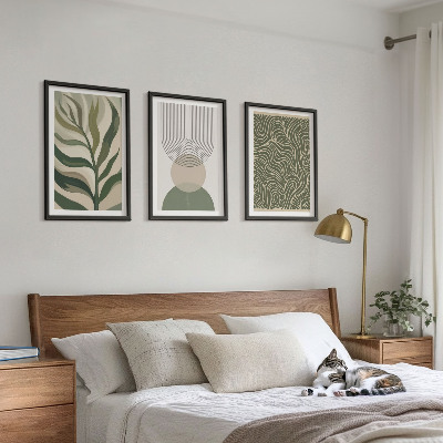 Lot de 3 tableaux pour salon Formes géométriques de feuilles